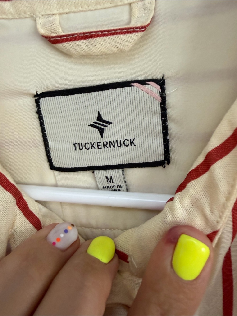 Tuckernuck Cream and Red Striped Belted Midi Shirt Dress - Picture 5 of 8